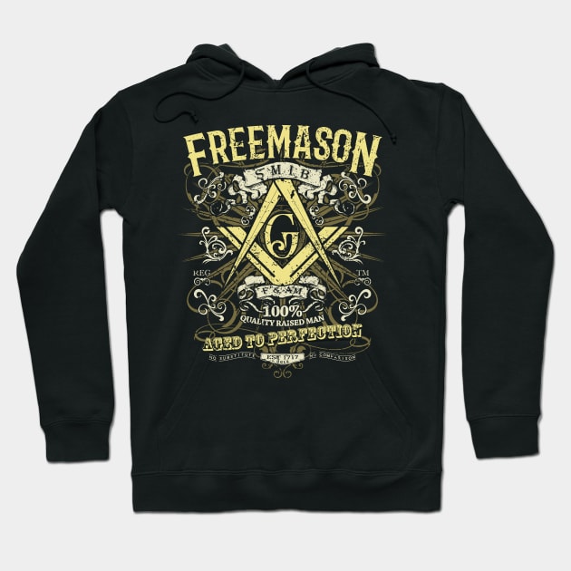 Aged Perfection Square & Compass Masonic Freemason Hoodie by Master Mason Made